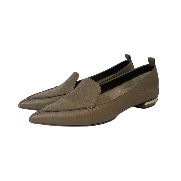 Nicholas Kirkwood Pebbled Leather Flats - Size 36.5