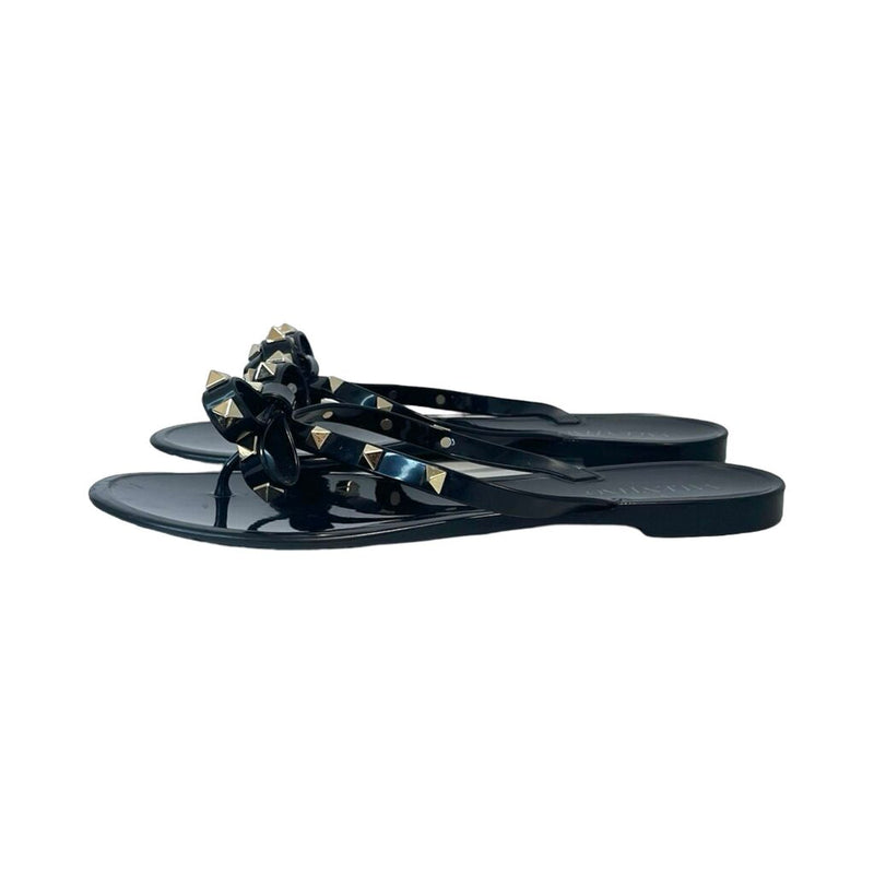 Valentino "Rockstud PVC Flat Thong Sandals" - Size 39