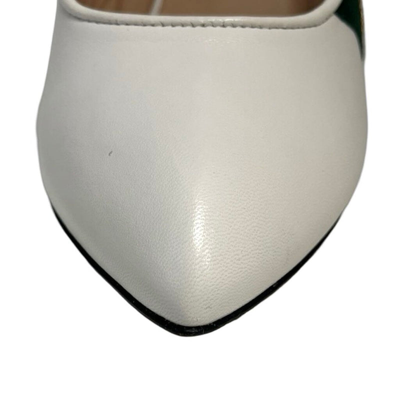 Gucci "Web Accent Leather Sling Backs" - Size 38