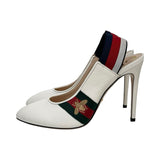 Gucci "Web Accent Leather Sling Backs" - Size 38