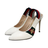 Gucci "Web Accent Leather Sling Backs" - Size 38