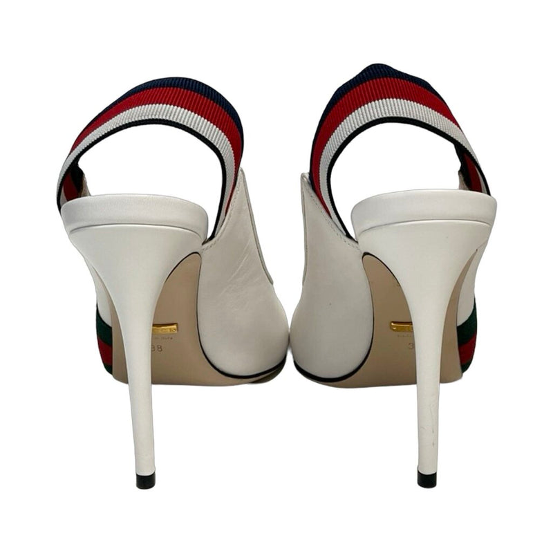 Gucci "Web Accent Leather Sling Backs" - Size 38