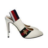Gucci "Web Accent Leather Sling Backs" - Size 38