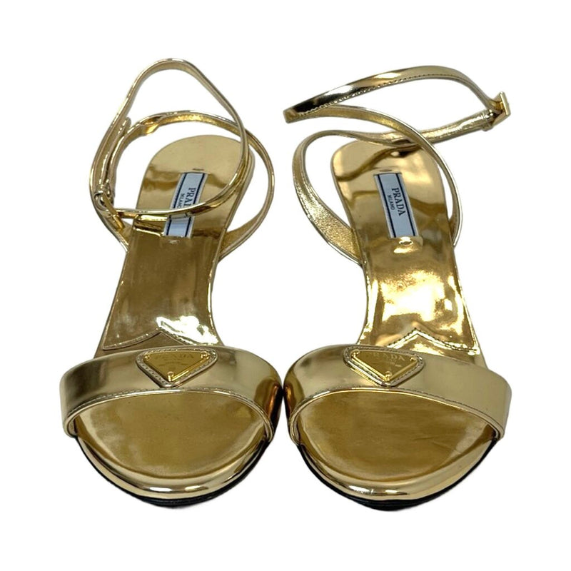 Prada "Modellerie Metallic Ankle-Strap Sandals" - Size 38
