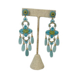 Miguel Ases Beaded Chandelier Earrings