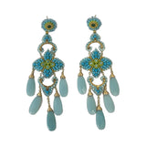 Miguel Ases Beaded Chandelier Earrings