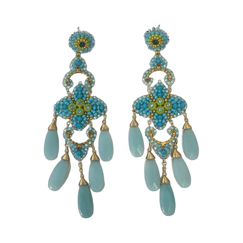 Miguel Ases Beaded Chandelier Earrings