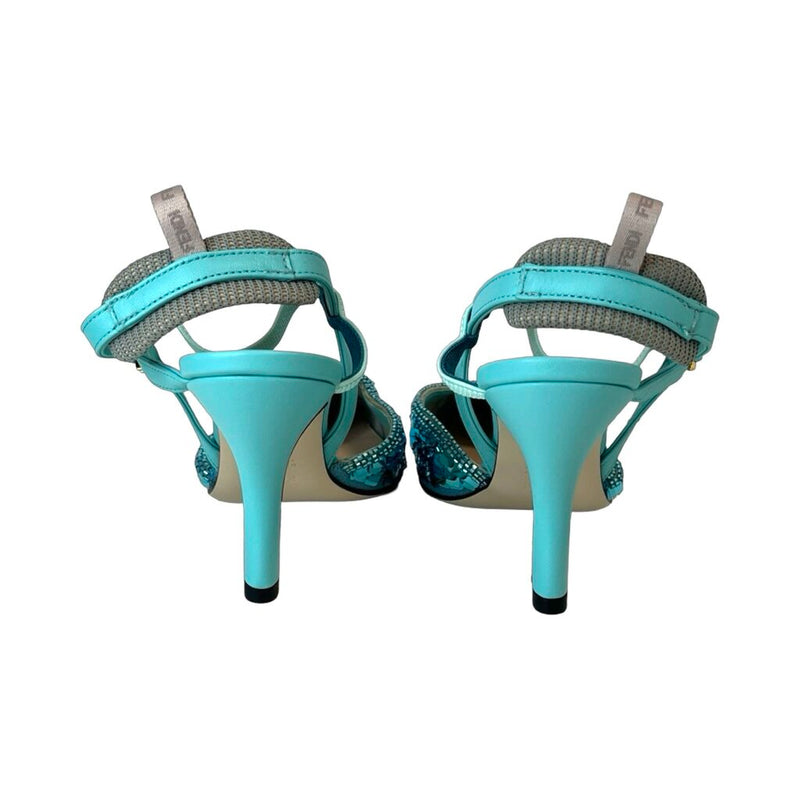 Fendi Blue "Colibrì" Slingback Heels - Size 37.5