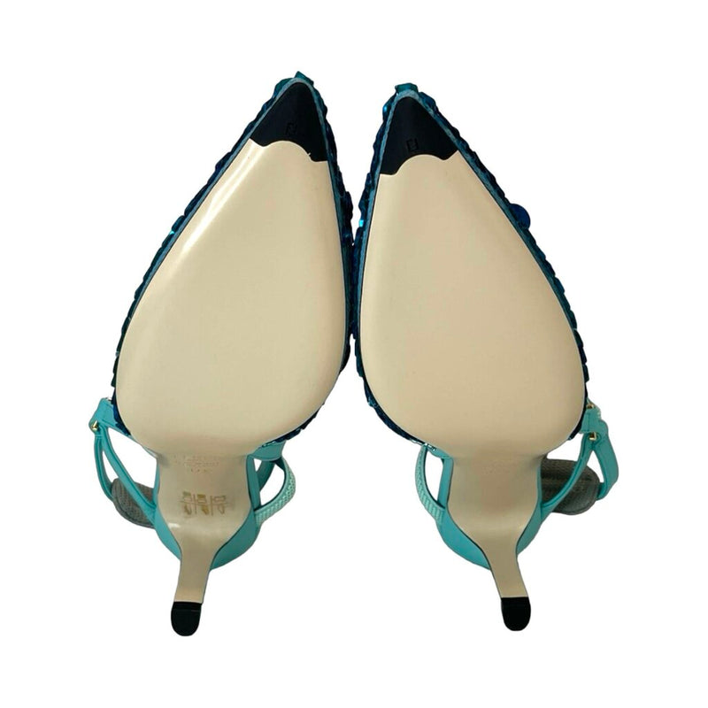 Fendi Blue "Colibrì" Slingback Heels - Size 37.5