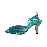 Fendi Blue "Colibrì" Slingback Heels - Size 37.5