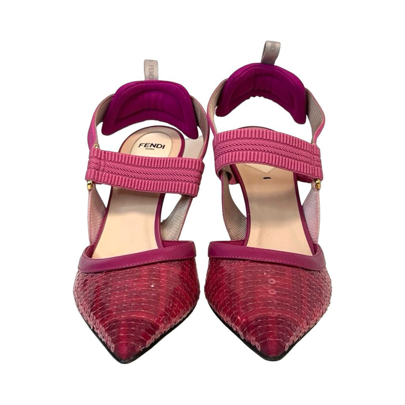 Fendi Pink "Colibrì" Slingback Heels - Size 37.5