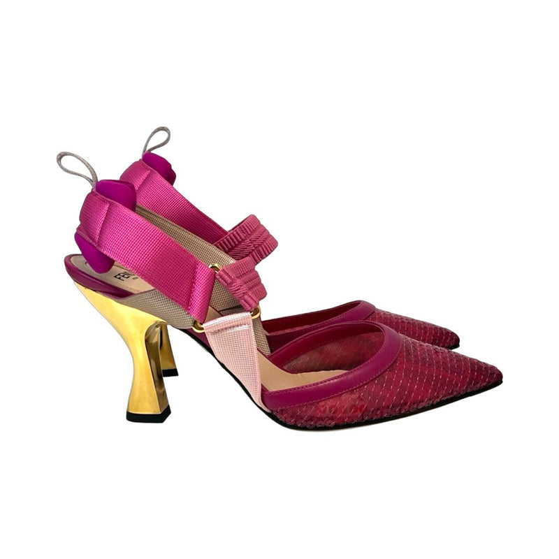 Fendi Pink "Colibrì" Slingback Heels - Size 37.5