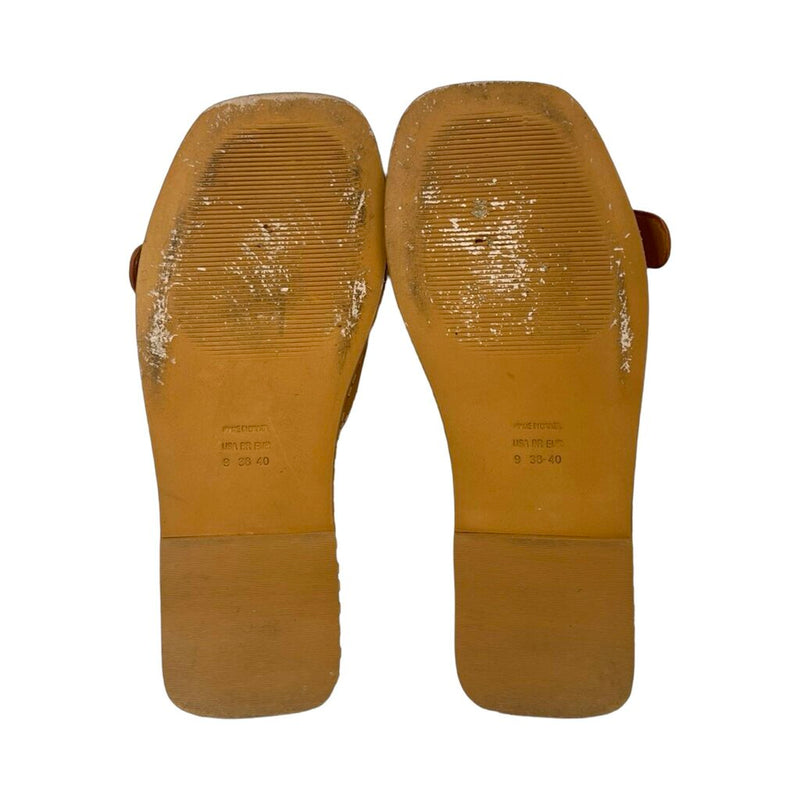 Farm Rio Brown Leather Square Toe Sandals - Size 9