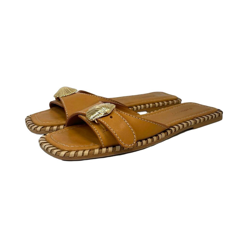 Farm Rio Brown Leather Square Toe Sandals - Size 9