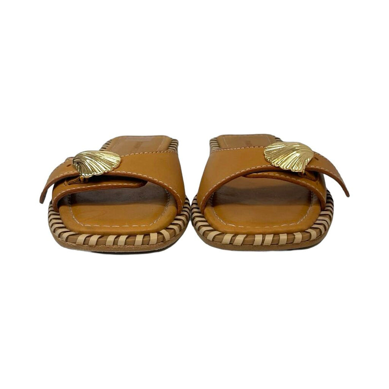 Farm Rio Brown Leather Square Toe Sandals - Size 9
