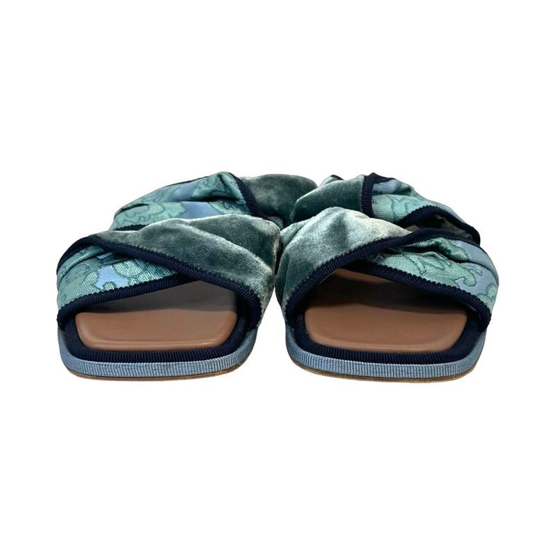 Antico Setificio Fiorentino Embroidered Velvet Slides - Size 36