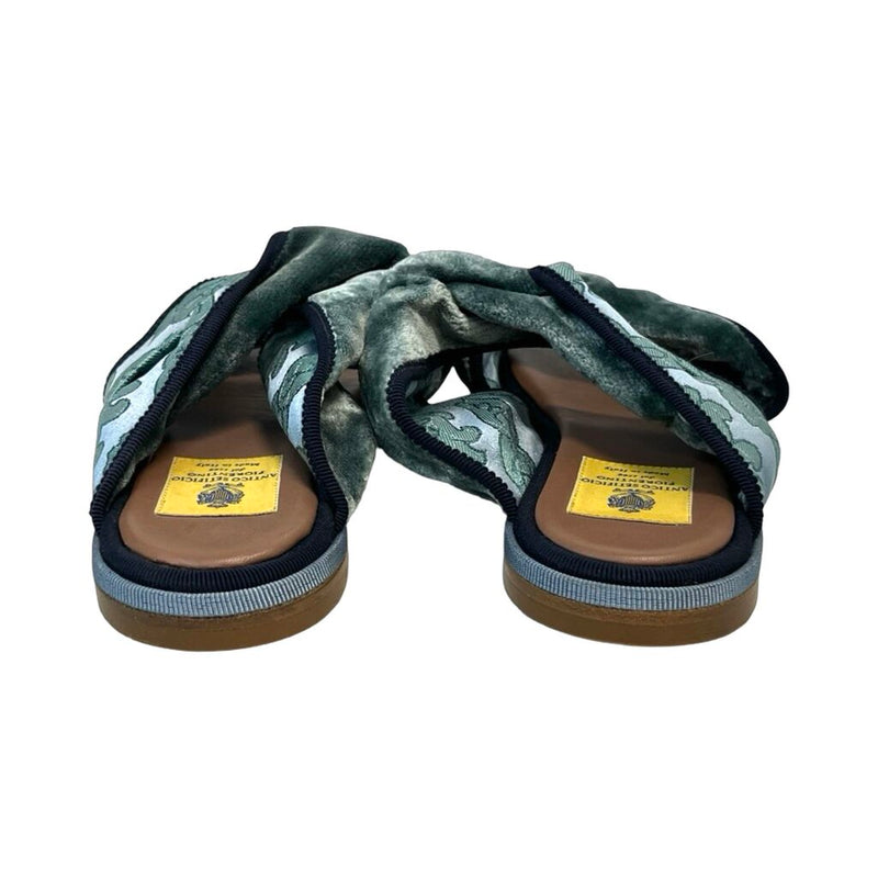 Antico Setificio Fiorentino Embroidered Velvet Slides - Size 36