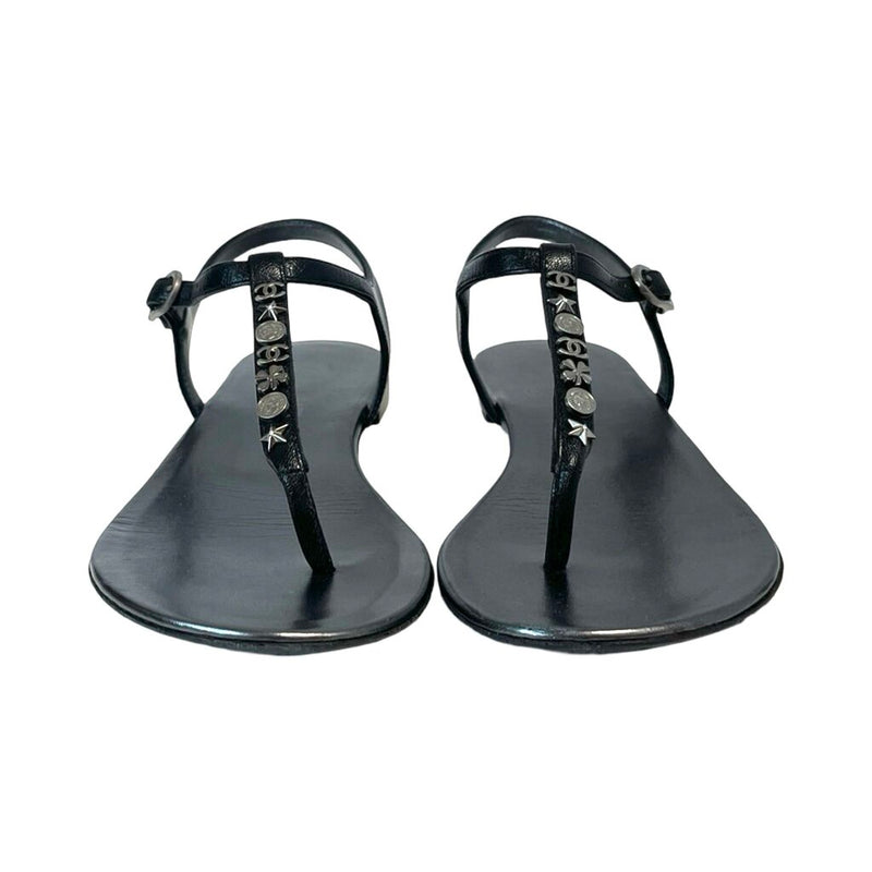 Chanel Leather T-Strap Sandals - Size 37.5