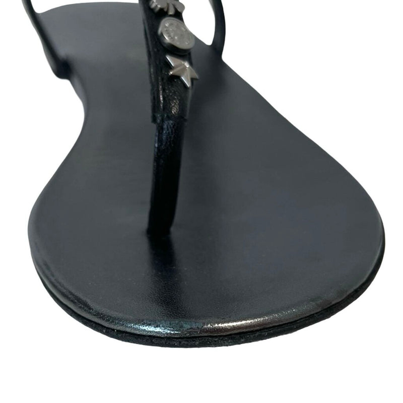 Chanel Leather T-Strap Sandals - Size 37.5