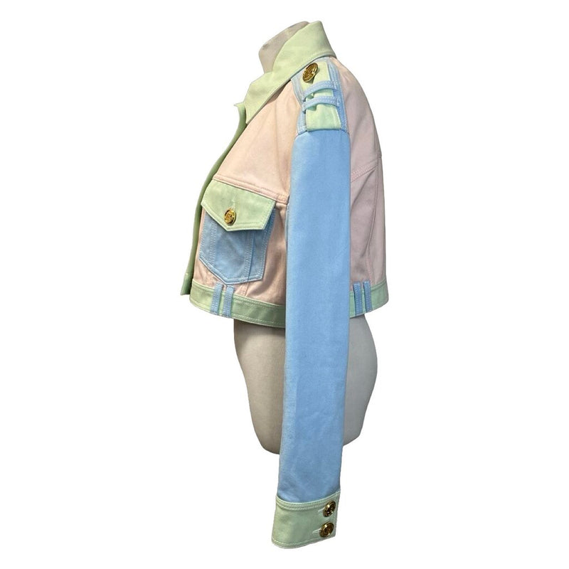 Balmain Cropped Denim Jacket - Size 38