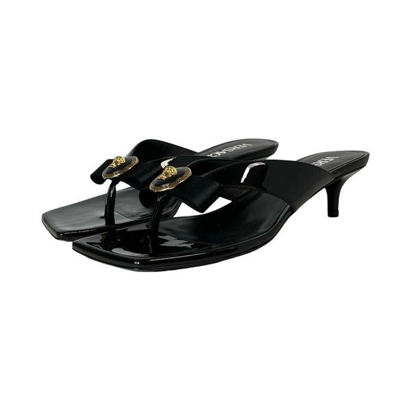 Versace Black "T.45 Medusa Patent Leather Sandals" - Size 37.5