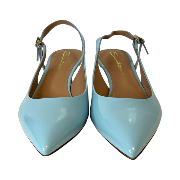 Santoni "Audrey Patent Kitten Slingback" Heels - Size 37.5