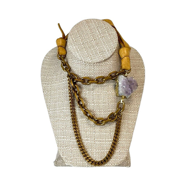 Beltshazzar Leather Druzy Necklace