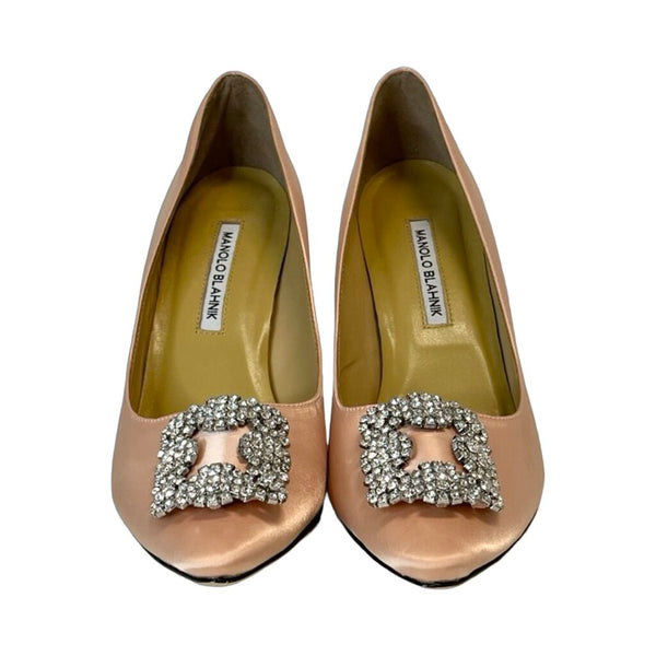 Manolo Blahnik "Hangisi Embellished Buckle Pumps" - Size 41