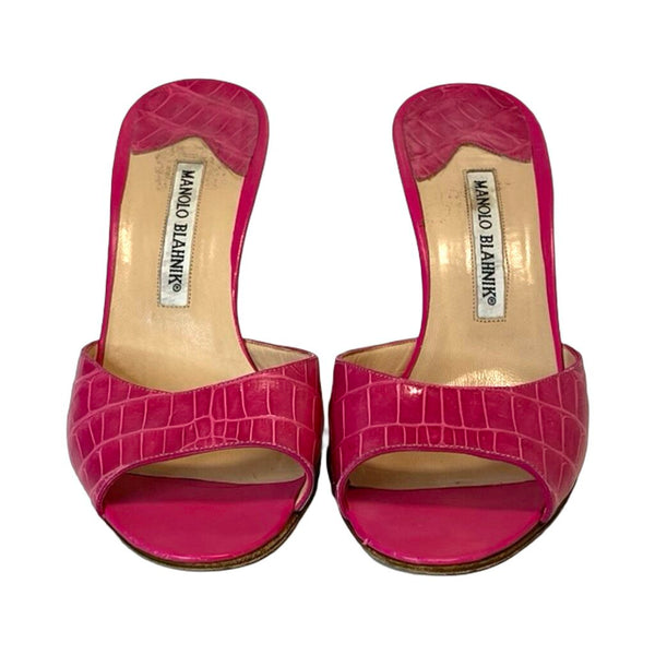 Manolo Blahnik Embossed Leather Heels - Size 38.5