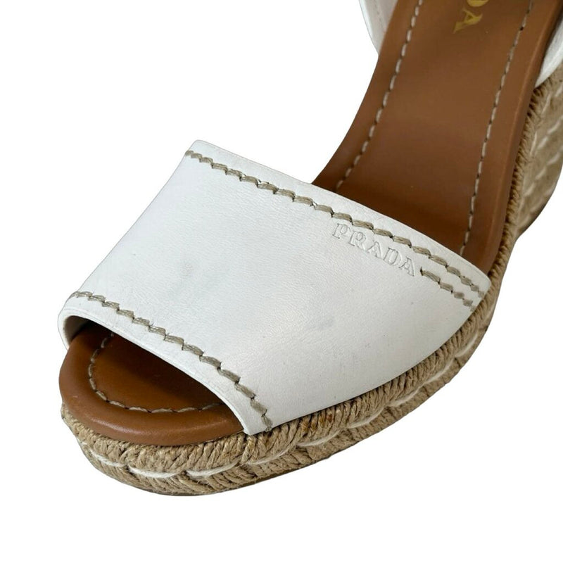 Prada Leather Espadrille Wedges - Size 39