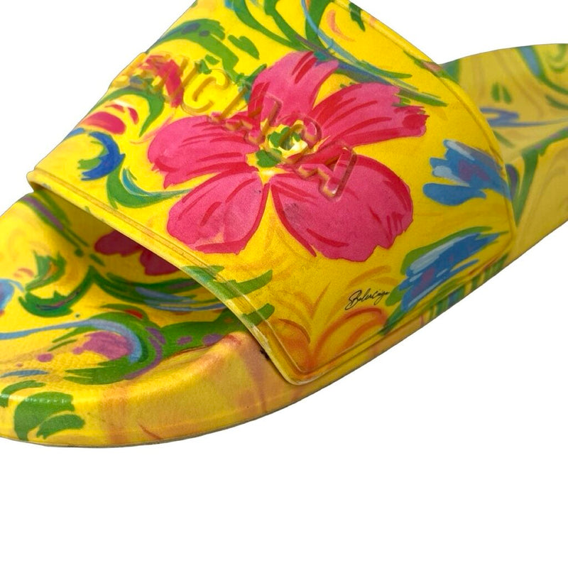 Balenciaga "Floral Pool Slides" - Size 11