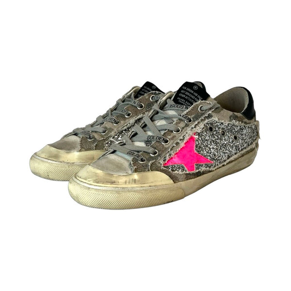 Golden Goose Glitter "Super-Star" Sneakers - Size 38