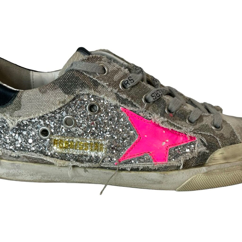 Golden Goose Glitter "Super-Star" Sneakers - Size 38
