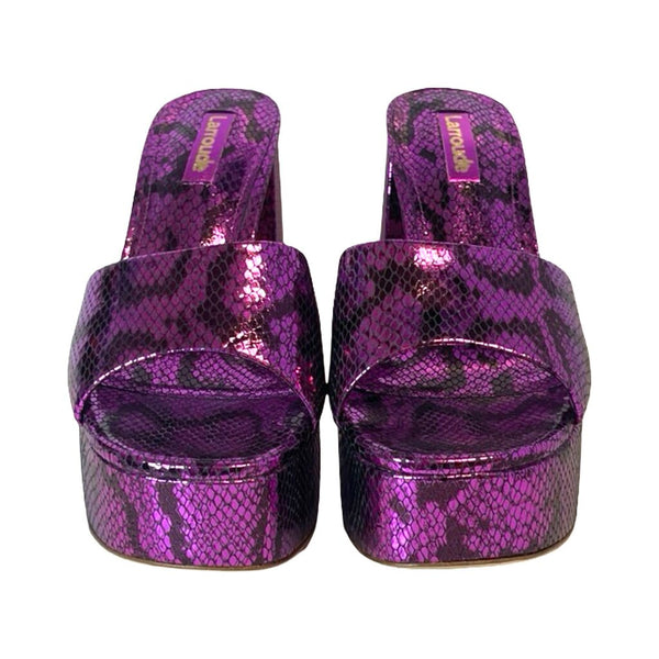 Larroude "Dolly Snake Embossed Platform Mule" Heels - Size 38