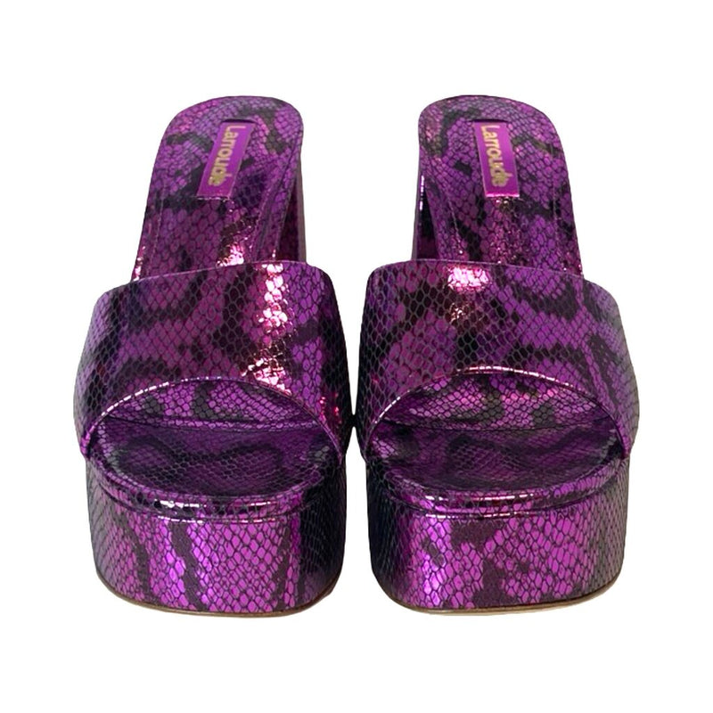 Larroude "Dolly Snake Embossed Platform Mule" Heels - Size 38