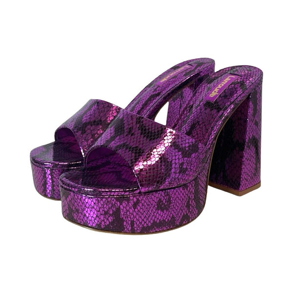 Larroude "Dolly Snake Embossed Platform Mule" Heels - Size 38