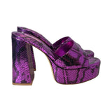 Larroude "Dolly Snake Embossed Platform Mule" Heels - Size 38