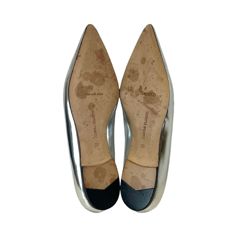 Manolo Blahnik Metallic Flats - Size 38