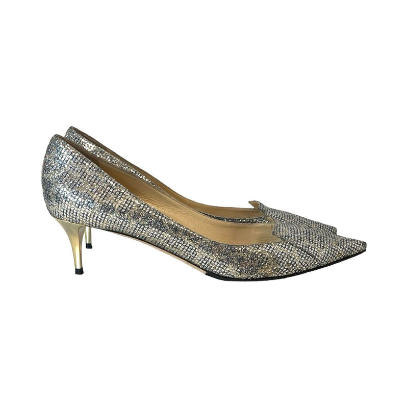 Jimmy Choo "Leopard Print Glitter" Heels - Size 41