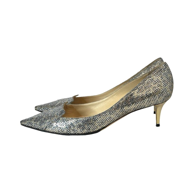 Jimmy Choo "Leopard Print Glitter" Heels - Size 41