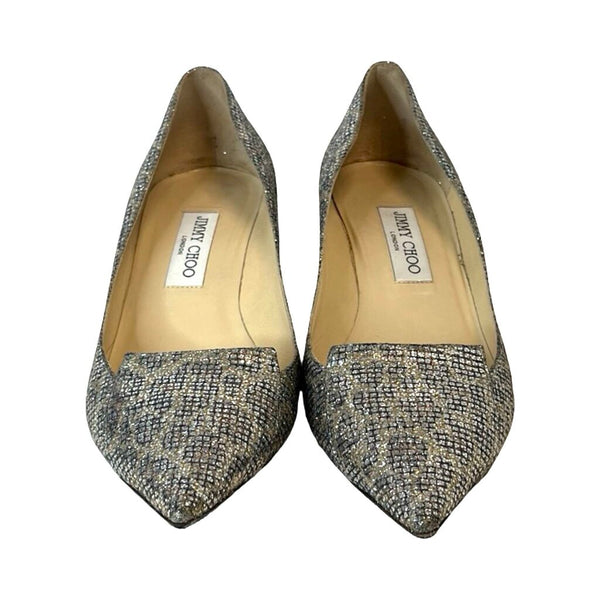 Jimmy Choo "Leopard Print Glitter" Heels - Size 41