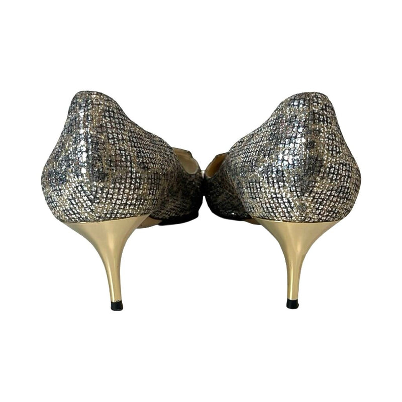 Jimmy Choo "Leopard Print Glitter" Heels - Size 41
