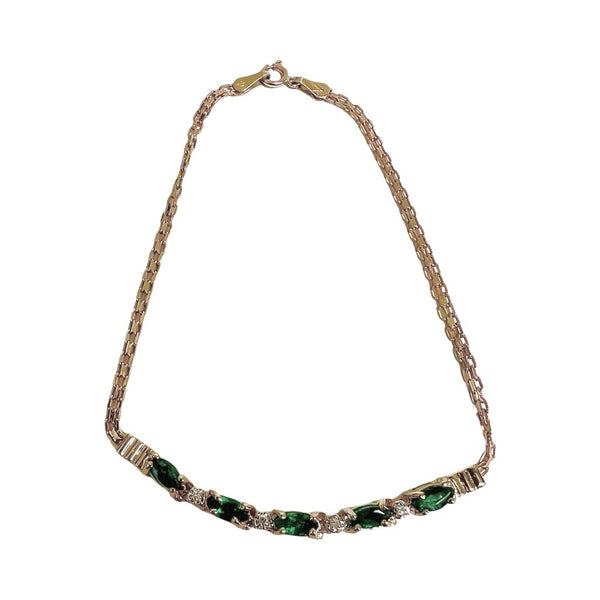 Emerald and Diamond 14k Gold Bracelet