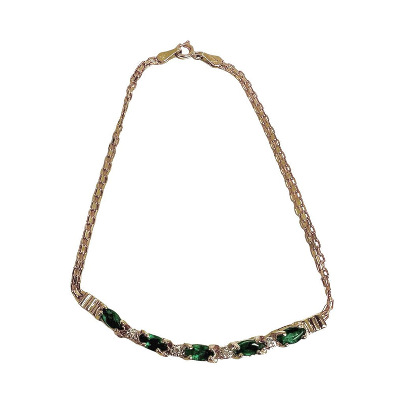 Emerald and Diamond 14k Gold Bracelet