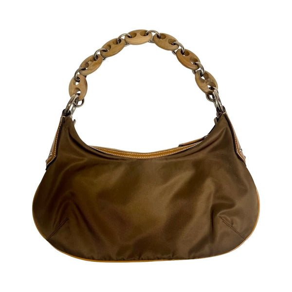 Prada "Tessuto" Wood Link Shoulder Bag