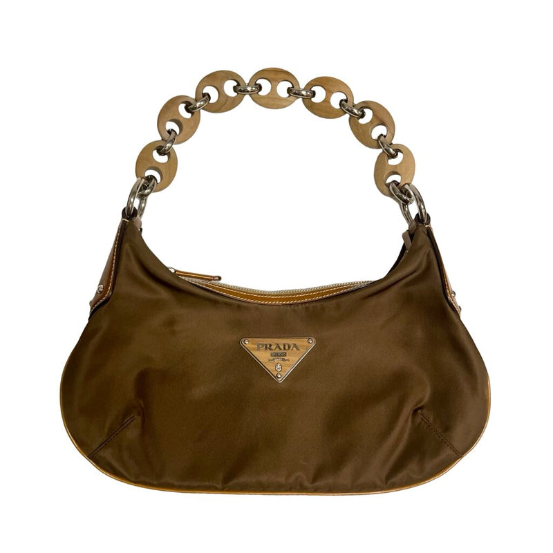Prada "Tessuto" Wood Link Shoulder Bag
