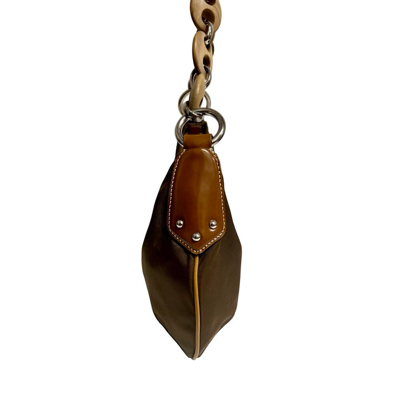 Prada "Tessuto" Wood Link Shoulder Bag