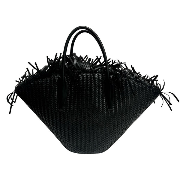 Michael Kors Collection "Sardinia Large Hand-Woven Leather Basket Tote Bag"