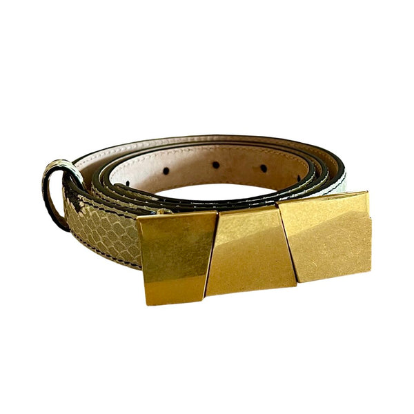 Khaite Python Embossed Leather Belt - Size 75