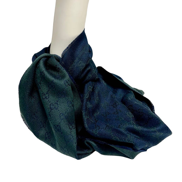 Gucci Reversible Jacquard Logo Silk Wool Scarf